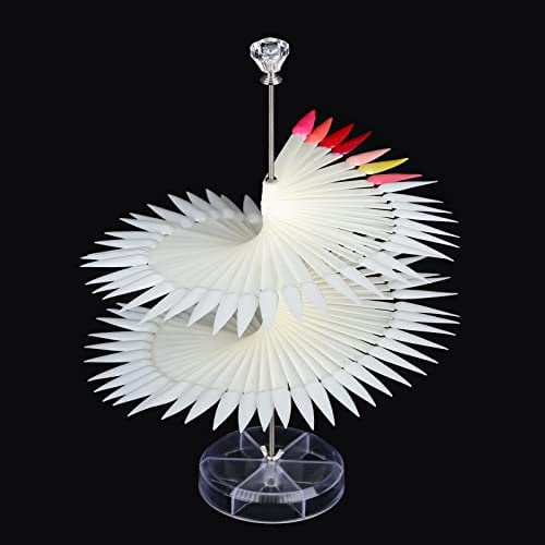 BNG Nail Color Wheel Display - 120pcs Fan-shaped Stiletto Sticks Nail Pops Palette Color Card Board Salon Tool With Spiral Stand