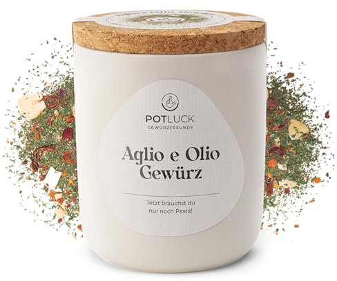 POTLUCK | Aglio e Olio Gewürz | Gewürzmischung im Keramiktopf | 60g | Vegan, glutenfrei und mit natürlichen Inhaltsstoffen