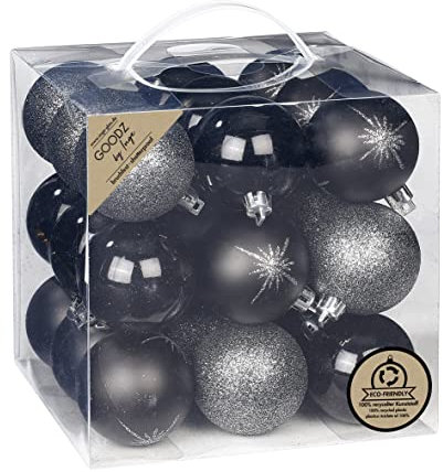 Inge-glas Weihnachtskugeln Kunststoff 6cm 27er Set - Schwarz Mix