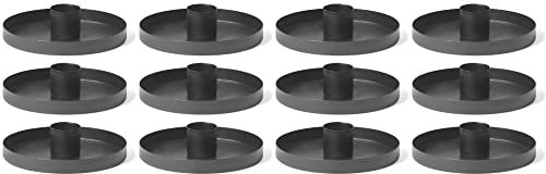 Novaliv 12er-Set Stabkerzenhalter 14cm Metall rund Tafelkerzen scandic chic Weihnachtsdekoration candle holder Kerzenpick matt SCHWARZ Kerzenhalter Adventskranz Kerzenteller Dekoschale Weihnachtskranz