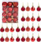 30 mm/24 Stück Weihnachtskugeln, bruchsicher, rot, Weihnachtsbaumschmuck, Kugel, Ornamente, Kugeln, Weihnachtsdekoration, Urlaubsdekoration, glänzend, matt, Glitzer