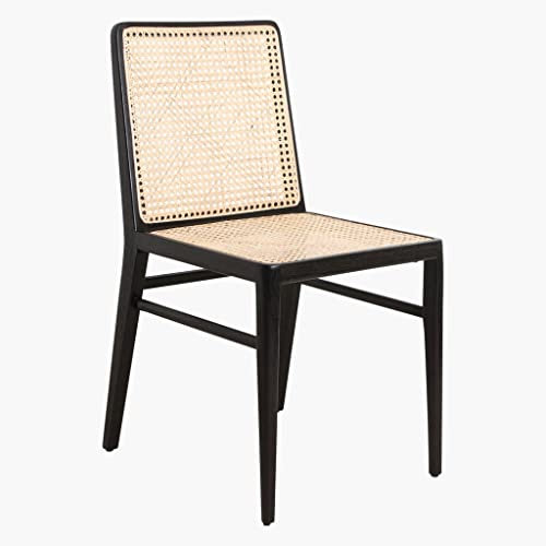 Vintagehaus Esszimmerstuhl Nova Teak Retro Rattan Wiener Geflecht in schwarz