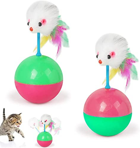 Norhogo Lot de 2 jouets pour chat - Souris debout - Jouet à tumbler - Jouet interactif - Jouet pour chat - Jouet interactif pour la formation intérieure