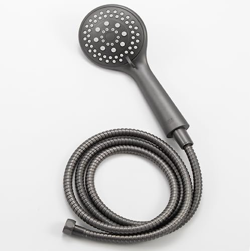 INEX EUROPA - Alcachofa de ducha ALSS88088GRY con manguera de 175 cm de acero inoxidable y 5 modos de masaje (Gris)