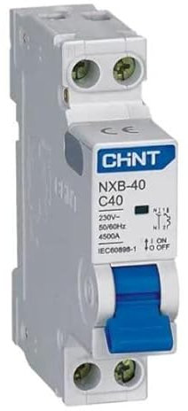 Interruttore magnetotermico Chint NXB-40C6 1P+N 6A 4,5ka curva C - 817015