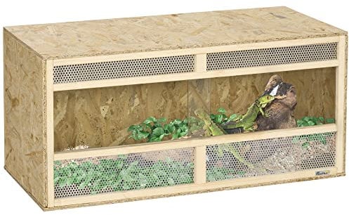 PawHut Terrarium en Bois OSB pour Reptiles avec Porte coulissante en Verre - 100 x 47 x 47 cm