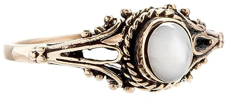 Windalf Damen Ring ALICIA 7 mm Mittelalter-Schmuck Perlmutt Bronze