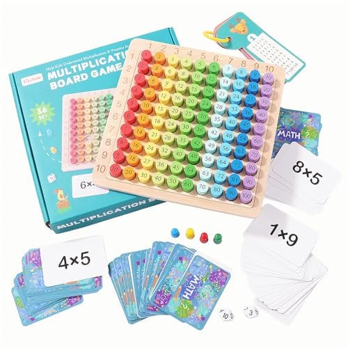 OneNine Montessori Multiplikationsbrett, Multiplikationstafel Holz, Einmaleins Brett, Multiplikationstabelle Kinder, 1x1 Lernen Spiel für Mathematische Manipulationen Kinderzählspielzeug