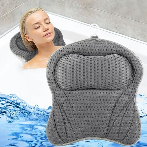 Oreiller de Bain, Coussin Baignoire avec 8 Ventouses Antidérapant, Oreiller de Baignoire, Coussin de Nuque, Baignoire de Oreiller, Soutien de la tête, de la Nuque, des épaules et du Dos, pour Jacuzzi