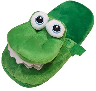 Amagogo Krokodil-Hausschuhe, Plüschtier-Slipper, Neuheit, schön, rutschfest, mit beweglichem Mund, Heim-Slipper-Schuhe für Zuhause, Wohnzimmer, Dame, 40 bis 43