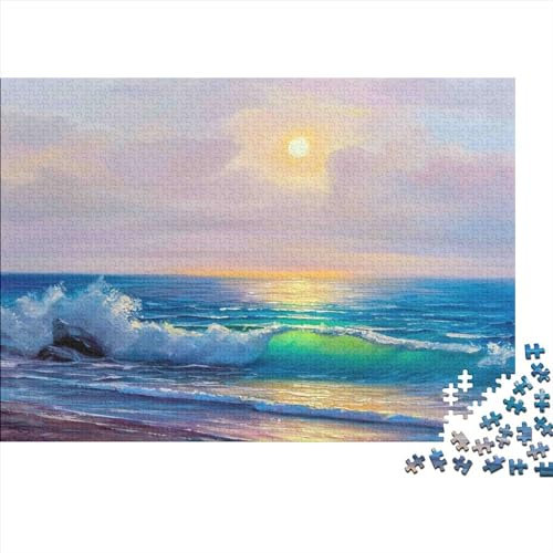 ItoNC Puzzle für Erwachsene 1000 Teile Ölgemälde des Meeres Holzbrett-Puzzle Denksportaufgabe für Erwachsene und Jugendliche 75 x 50 cm