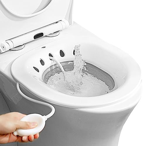 Sitzbad für Hämorrhoiden, Toilettensitz, Sitzbadewanne für die Pflege nach der Geburt, Sitzbadeset für Frauen, zusammenklappbar, getränkter Dampf, Linderung vaginaler/analer Entzündungen, Grau (G