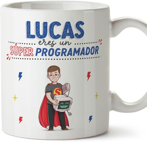 MUGFFINS Tazas Personalizadas para PROGRAMADOR hombre - En Español - ¡Eres Súper! - 11 oz / 330 ml - Regalo Personalizable original y divertido