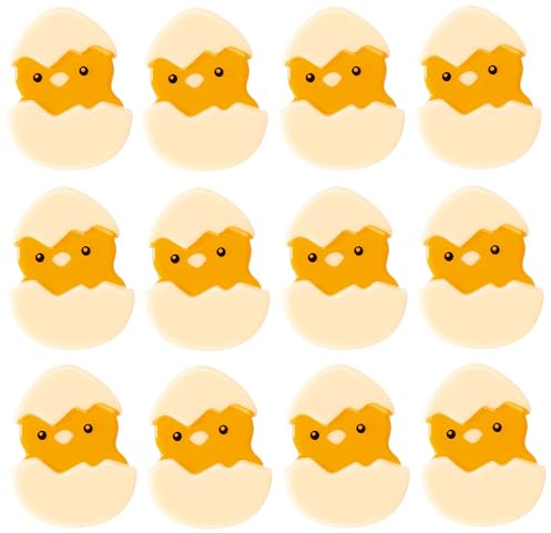 EASTER Chicks in Egg white chocolate edible topper cake decorations x12