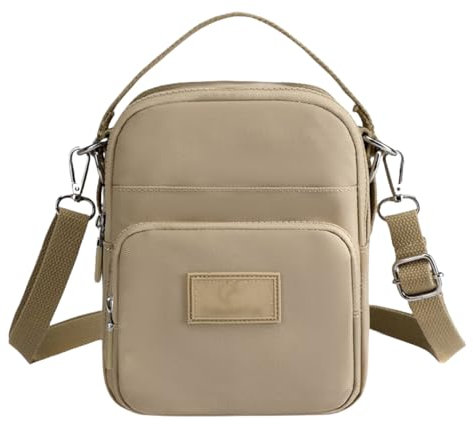 FAVORTALK Kleine Umhängetasche Damen Crossbody Bag - Beige Handtasche Nylon Leichte Moderne Taschen mit Schultergurt Schultertasche Wasserdicht,DJB00810