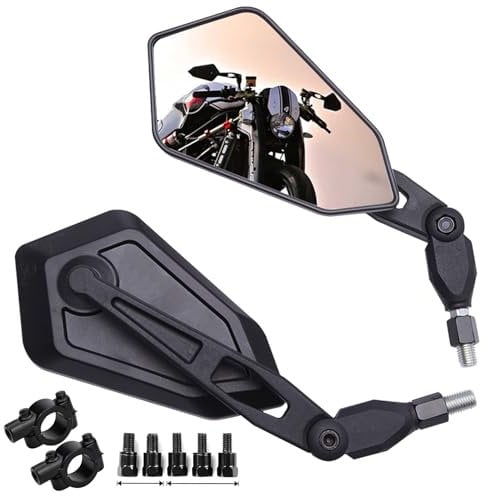 Motorrad Spiegel E-geprüft 7/8 22mm, M8 M10 Motorrad Rückspiegel Set Supermoto Spiegel Roller spiegel Kompatibel mit Honda Kawasaki KSR Suzuki 390 MT09 MT07 Touring Street Bike Custom