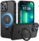 PuyaTeya Handyhülle für iPhone 13 pro max Hülle, [mit Unsichtbarem Ständer ][mit MagSafe] Kratzfeste Anti-Fingerabdruck [Transluzente Matte] Hülle für iPhone 13 pro max 6.7(Schwarz)