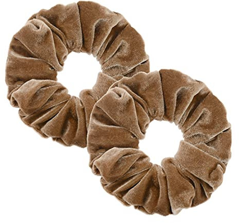 2 Stück große Frauen Haargummis Samt Haar Scrunchies Gummibänder Bunte Elastischer Haarbänder für Mädchen Damen Haarschmuck (braun)