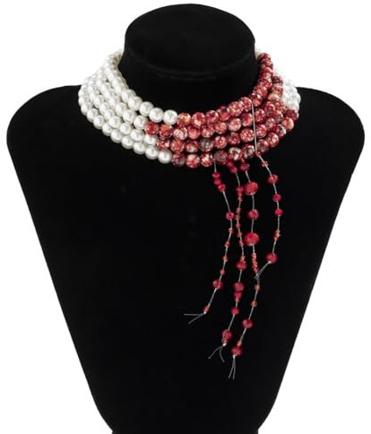 Danlai Nachahmung Perlen Tropft Blut Halsband Halskette Halloween Party Halskette Gothic Halskette Schmuck Party Kostüm Zubehör
