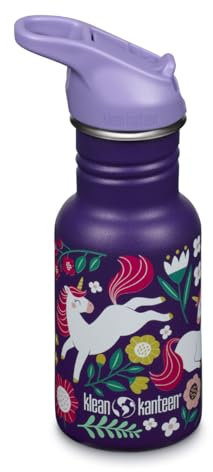 Klean Kanteen 1011206 Classic Narrow (Flip Sport) Gourde de vélo avec bouchon en acier inoxydable de couleur violet d'un volume de 355 ml