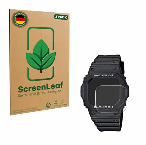 ScreenLeaf Schutzfolie für Casio G-Shock GW-M5610-1ER | 2 Stück Transparenter Displayschutz Made in Germany Klare Displayschutz-Folie Kratzfest