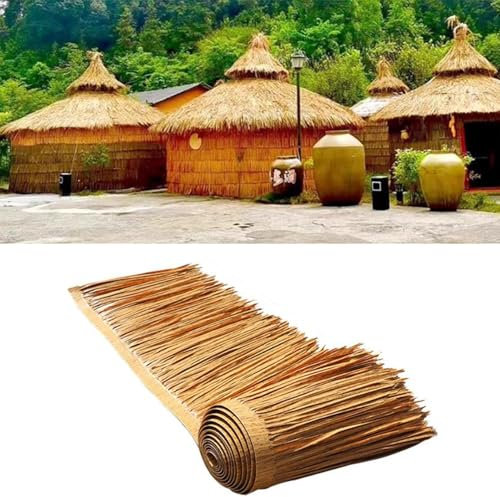 Vnook Paille Toit Simulation Chaume Panneau De Chaume Rouleau De Chaume De Palme Multifonction Tapis Herbe Plinthe Toit for Cabane Bar Jardin Patio Gazebos(0.5x4m)