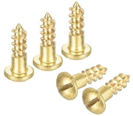 sourcing map Wood Screws M3.5 x 12mm Slotted Round Head Brass Self-Tapping Screw 20 Pcs
