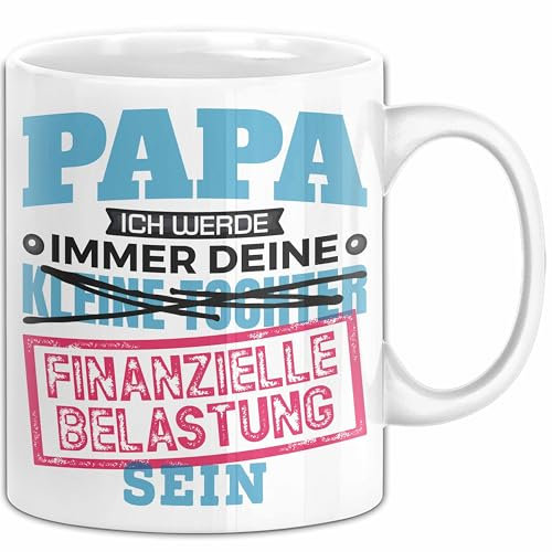 Witzige Tasse Geschenk Papa Tochter Finanzielle Belastung Spruch (Weiß)