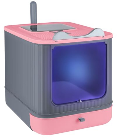 XUANYU Grande Maison de Toilette Chat Bac Litière pour Chat avec Pelle Bac à Litière pour Chats et Aux Petits Animaux, WC pour Chats (Rose J)