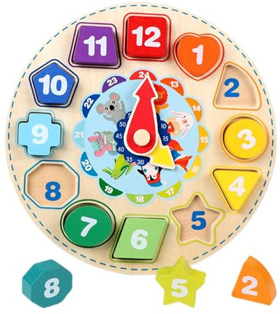 Rrlihjgu Uhr zum Sortieren von Formen, Sortieruhr der Farben in Form | Spielzeug in verschiedenen Formen – frühes pädagogisches Lernen, Kindergartenspielzeug für Mädchen und ab 3 Jahren