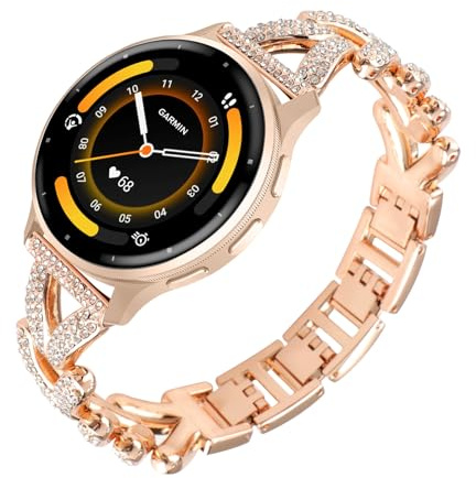 WoPail 22 mm Ersatzarmband für Huawei Watch GT 7/7 Pro/6/5 46mm | Metall Armband Damen für Garmin Venu 4 45 mm/3 45mm/Forerunner 570 47 mm/265/255 Music, mit funkelndem Strassbesatz