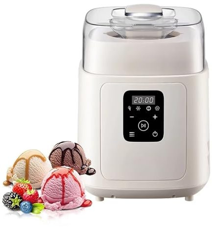 1L Household Ice Cream Machine for Hot And Cold, 4 Mode Adjustment/30 Minutes Quick Production/35 Minutes Intelligent Cooling, Removable Inner Liner Easy to Clean, Small Ice Cream Machine ,White