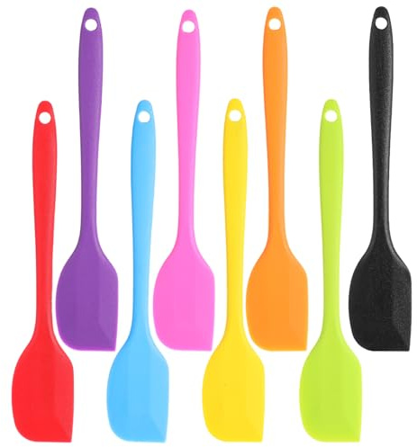 8 Stück Teigschaber Silikon, Kochlöffel Silikon mit Metallkern Hitzebeständig bis 500°F Mehrfarbig Spatel mit Flexibler Hitzebeständig Antihaft Spatel zum Mischen Rühren Kochen Backen