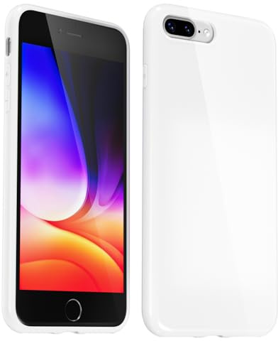 Svanove for iPhone 7 Plus/ 8 Plus Case Silicone, Glossy Soft Rubber Gel Jelly Cute Protective Plastic Simple Plain Phone Case Cover for Women Girl, Slim Thin Flexible Shockproof TPU, White