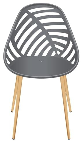 HowHomely Stuhl Esszimmerstuhl Gartenstuhl 86x52x49 cm grau Balkonstuhl Hocker Küchenstuhl Sitzmöbel modern bequem stabil für Wohnzimmer Terrasse Büro