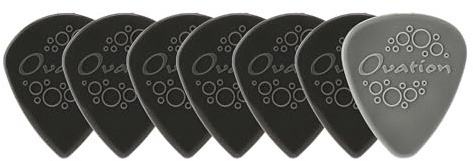Ovation Diamond Picks Nylon Sharp Tip Plectrums - Super Grip - pointed - 7-piece set (6+1 Nylon Standard free) - 1.40 mm - onyx black - black - Made in Czech Republic