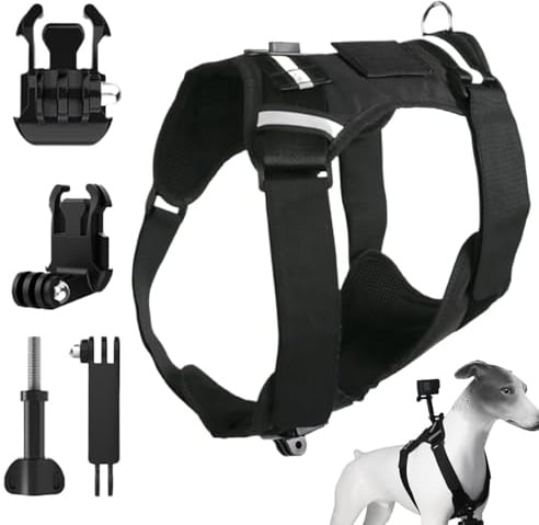 Hundegeschirr Für Action-Kamera,mit verstellbarer Montagebasis-Halterung - Große Hundeweste Mit Action-Kamera-Halter | für Welpen, kleine, mittelgroße und große Hunde zum Gehen, Training, Reisen, Aben