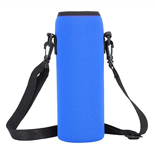 Bamjour Wasserhülle, Neopren-Wasserhülle mit Riemenhalter für Wasserflasche, Glasflasche, Thermoskanne (BLUE)