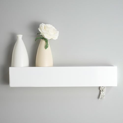 YapitHome Wandgarderobe mit Ablage, 43,5cm Schlüsselhalter, Weiß | Schlüsselbrett mit Ablage, Modernes Design, Für Flur, Schlafzimmer & Wohnzimmer, Schlüsselregal als Flur Möbel