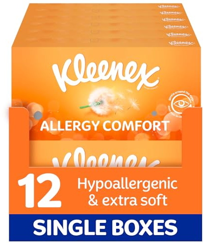 Kleenex® Allergy Comfort Tissues - Pack of 72 Tissue Boxes- Hayfever Allergy Comfort Tissues - Extremely Gentle, Perfect for Hay Fever Symptoms
