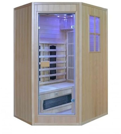 Bagno Italia Sauna de 125 x 110 cm biplaza infrarrojos y finlandesa combinada con 6 radiadores, cromoterapia, radio I11