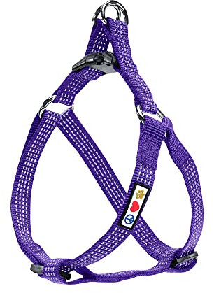 PAWTITAS Harnais pour Chien Réglable Harnais Chiot Harnais Anti Traction pour Chien Réfléchissant Harnais Chien Moyen Violet
