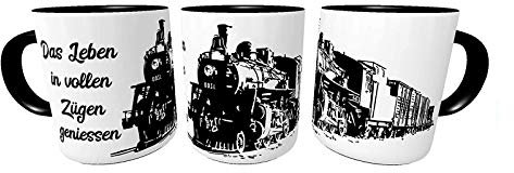 Kilala Tasse Eisenbahn Lokomotive Dampflok-Spruch Das Leben in vollen Zügen geniessen Henkeltasse Geschenk Eisenbahner