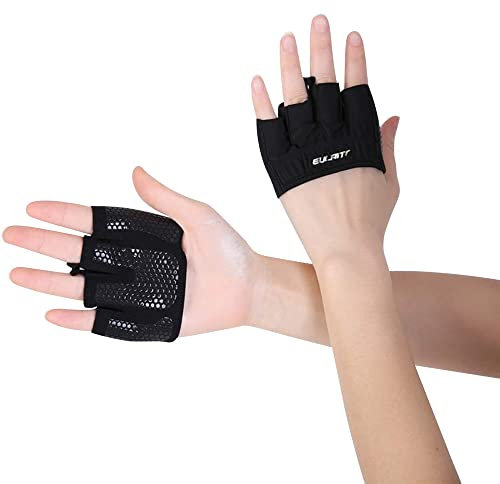 EULANT Gewichtheben Handschuhe, Crosstraining Handschuhe Kurzfingerhandschuh für Gewichtheber und Crosstraining Kraftsport Gym Kettlebell, Verbesserte Silikongriff-Handfläche, L