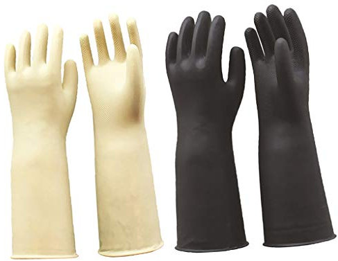 Backbayia - 2 pares de guantes largos de látex de protección de goma