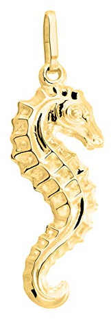 My Gold Damen Mädchen Anhänger Seepferdchen Gold 585 (Ohne Kette) Kettenanhänger Echtes Gelbgold (14 Karat) 30mm x 9mm Goldanhänger Water Pony