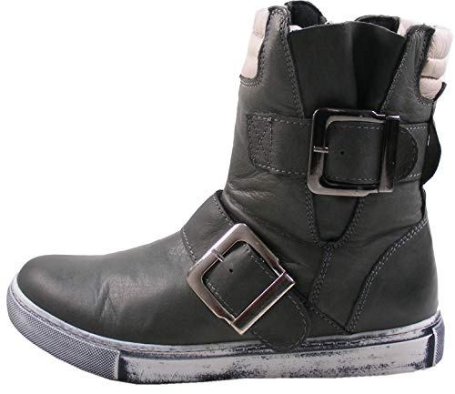 Andrea Conti Damen Stiefelette Leder rockiger Biker Boot 0346833, Größe:40 EU, Farbe:Grau