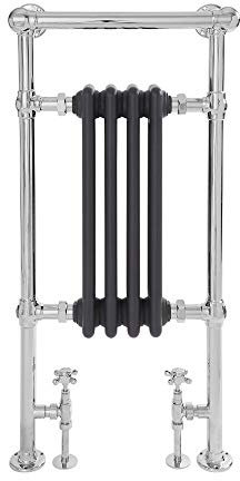 Milano Elizabeth Chrome Anthracite Heated Towel Rail Overhanging Rail - 930mm x 452mm