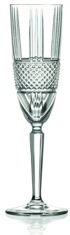 RCR 26968020006 Brillante Kristallglas Champagnerflöten/Gläser, 185 ml, Set mit 6 Stück, spülmaschinenfest, ideal für Brautpaar oder Neuzugewöster, perfekt für Champagner, Sekt, Hochzeitsflöten/Toast