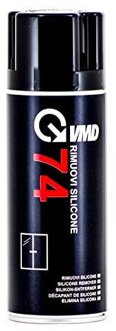 RIMUOVI ELIMINA SCIOGLI SILICONE SOLVENTE VMD74 SPRAY 400ml VETRO PLASTICA SUPERFICI CERAMICA PIASTRELLE